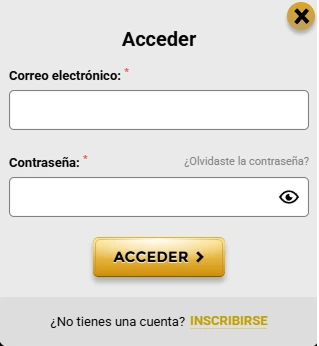 Formulario de acceso con correo electrónico y contraseña