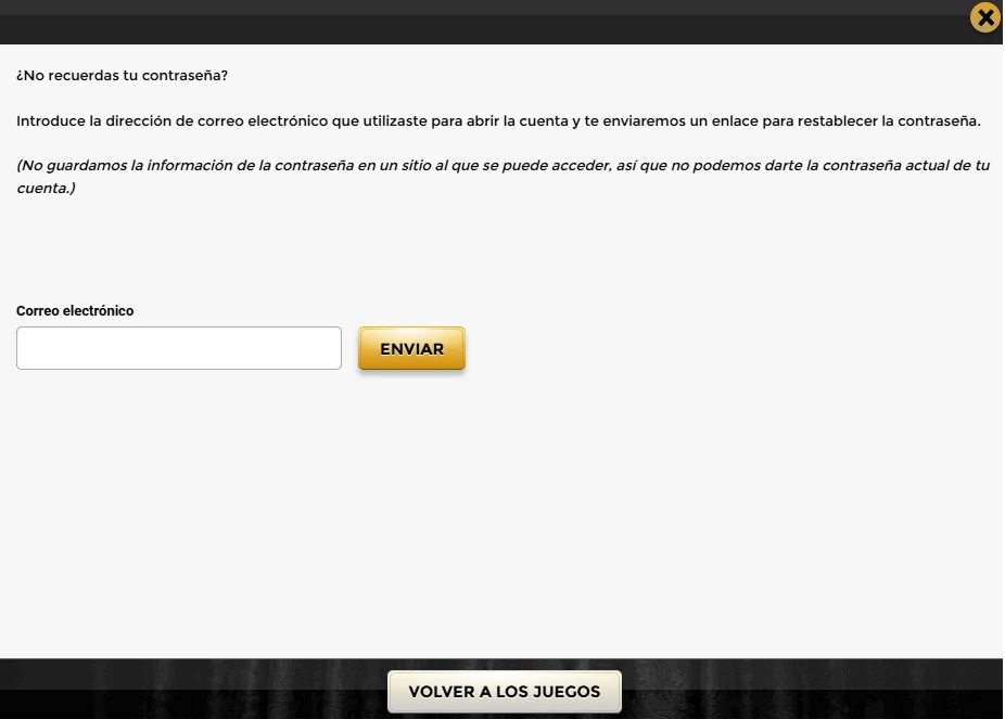 Recuperación de contraseña mediante correo electrónico